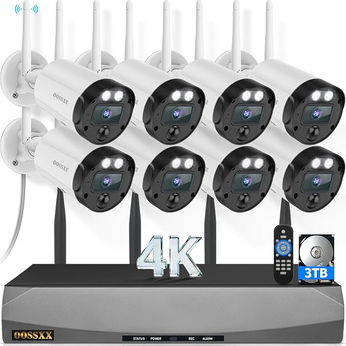 (2026 New) 4K Wireless Security Camera System Outdoor, Long Range +76% WiFi, Dual Antennas Cameras & 4-Antenna NVR, PIR Human Detection, 130° Wide Angle, 2-Way Audio, No Monthly Fee