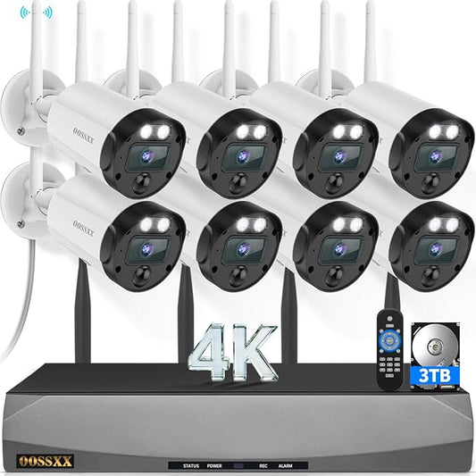 (2026 New) 4K Wireless Security Camera System Outdoor, Long Range +76% WiFi, Dual Antennas Cameras & 4-Antenna NVR, PIR Human Detection, 130° Wide Angle, 2-Way Audio, No Monthly Fee