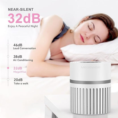 MEGAWISE EPI810 Air Purifier for Small Rooms | Captures Dust, Smoke, Pet Hair | Ideal for Home, Office, Bedroom (White)