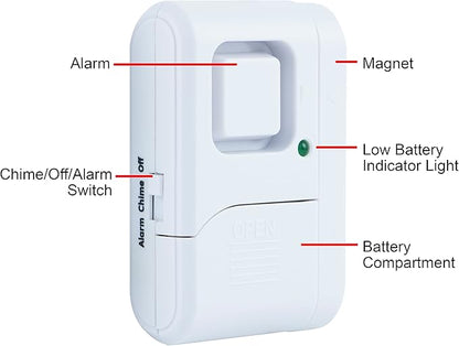 UltraPro Personal Security Window and Door Alarm, 5 Pack, DIY Protection, Burglar Alert, Wireless Chime/Alarm, Easy Installation, Home Security, Ideal for Home, Garage, Apartment , White, 45987