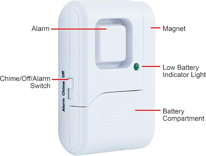 UltraPro Personal Security Window and Door Alarm, 12 Pack, Wireless Chime | DIY Protection, Burglar Alert, Easy Installation, Home Security, Ideal for Home, Garage, Apartment, White, 45989