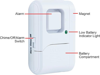 UltraPro Personal Security Window and Door Alarm, 12 Pack, Wireless Chime | DIY Protection, Burglar Alert, Easy Installation, Home Security, Ideal for Home, Garage, Apartment, White, 45989