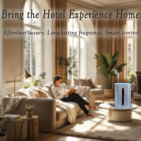 Wall Plug-in Waterless Essential Oil Diffuser, Smart Cold Air Scent Diffuser for Home, App-Controlled, 600 Sq Ft Coverage, Odor Eliminator, Includes 50ml My Way Aromatherapy Oil (Silver)