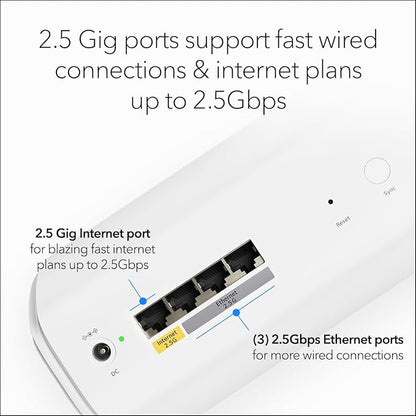 NETGEAR Orbi 770 Series Tri-Band WiFi 7 Mesh Network System (RBE773) - Router + 2 Satellite Extenders, Security Features, Up to 11Gbps, Covers up to 8,000 sq. ft., 100 Devices, 2.5 Gig Internet Port