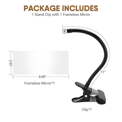 Clip on Security Mirror Convex Desk Office Cubicle for Personal Safety Desk Rear View Mirror Monitor Computer to See Behind You Flexible Gooseneck Rectangle 6.69"x2.95" Frameless