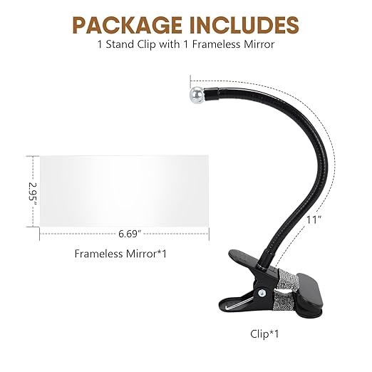 Clip on Security Mirror Convex Desk Office Cubicle for Personal Safety Desk Rear View Mirror Monitor Computer to See Behind You Flexible Gooseneck Rectangle 6.69"x2.95" Frameless