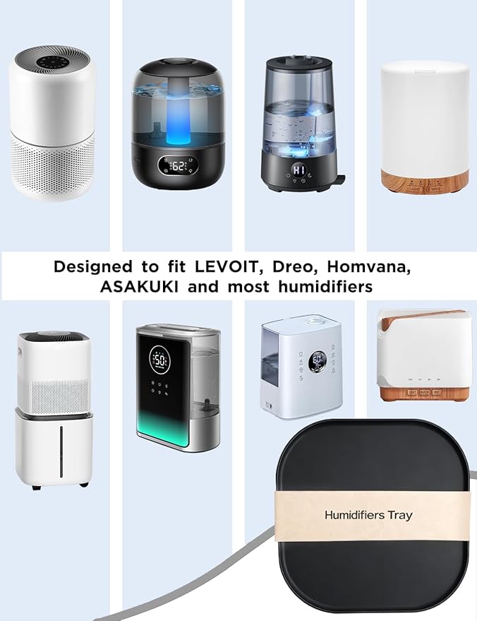 Silicone Humidifiers Tray for LEVOIT, Dreo, Homvana, ASAKUKI Humidifiers - Leak-Proof & Moisture-Proof Design, Floor Drying Function to Protect Floor Surface