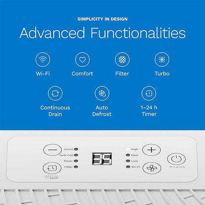 hOmeLabs Dehumidifier 4,500 Sq Ft Wi-Fi (32 Pint MAX 80 Pint at 95°F, 90% RH) for Advanced Humidity & Moisture Control, Quiet, Efficient, Auto Shut-off, Ideal for Home, Basement, Office