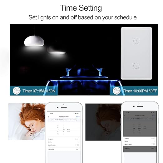 Dimmer Switches for Smart Light Touch Swith 2.4GHz Zigbee 2 Way White Tuya Easy to Install, Us Standard Electrical Light Switch (White 2 Way)