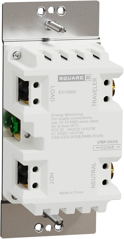 Square D by Schneider Electric X-Series Z-Wave Plus 3 Way Rocker Smart Light Switch, Single Pole Connected Light Switch, 1 Gang, 15 Amp, Matte Light Almond (SQR14102LAZ)