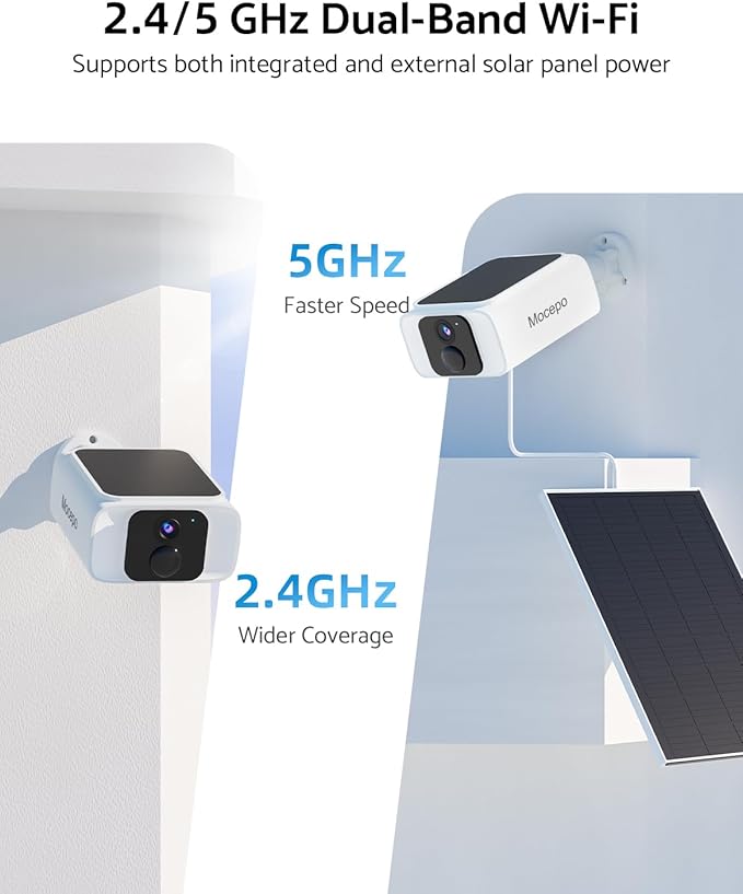 Solar Camera Outdoor Wireless 5G -4MP Outdoor Camera Wireless with Integrated Solar Panel, Color Night Vision, Two-Way Audio