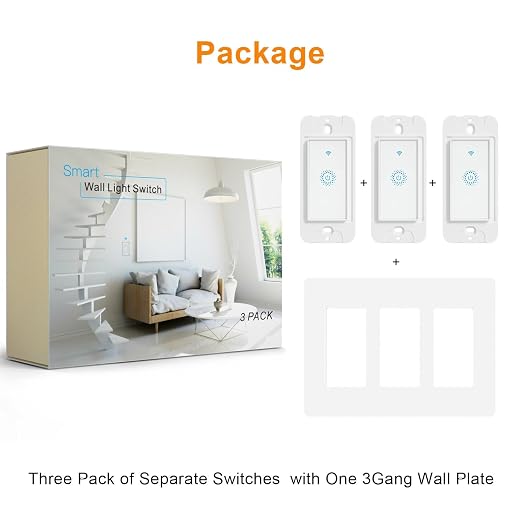 Smart Light Switch WiFi Switch Touch Wall Switch 3 Gang