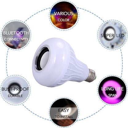 FTVOGUE LED RGB Bulb Light Smart Bluetooth Music Audio Speaker Changing Color Lamp E27 12W with Remote for Living Room Bathroom