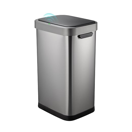 13 Gallon Trash Can, Touchless Stainless Steel Kitchen (Titanium)