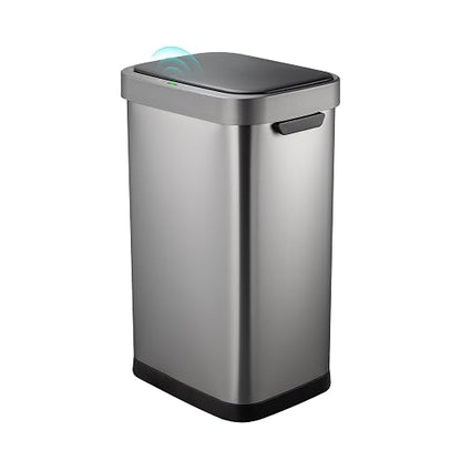 13 Gallon Trash Can, Touchless Stainless Steel Kitchen (Titanium)