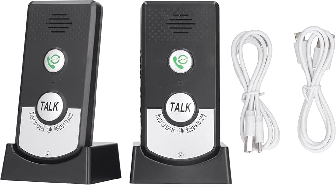Wireless Intercom Doorbells, Adjustable Voice Intercom Home Smart 2 Way Talk Doorbell, Electronic Doorbell for Hospitals, Hotels, Factories, Teahouses (Black)