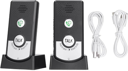 Wireless Intercom Doorbells, Adjustable Voice Intercom Home Smart 2 Way Talk Doorbell, Electronic Doorbell for Hospitals, Hotels, Factories, Teahouses (Black)
