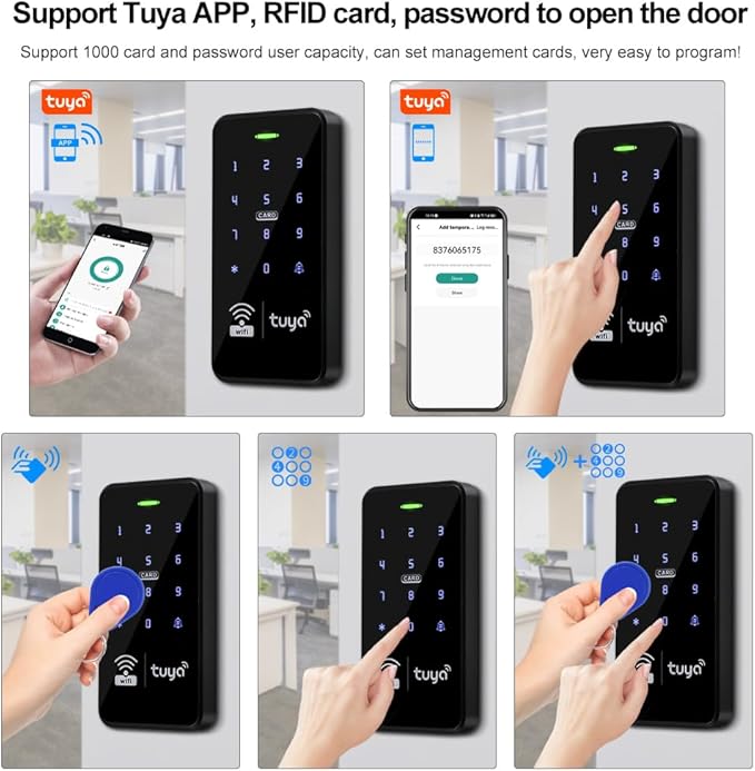 Waterproof Access Control Keypad Home Security System Tuya Smart Remote Unlock Including 10Pcs Key Rings