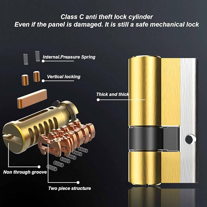 Smart Door Lock with Fingerprint Scanner, Keyless Entry with Handle, Biometric Password Card APP Control for Bedroom Home Hotel Office