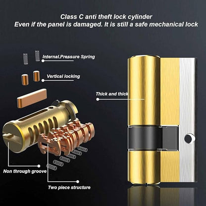 Smart Door Lock with Fingerprint Scanner, Keyless Entry with Handle, Biometric Password Card APP Control for Bedroom Home Hotel Office