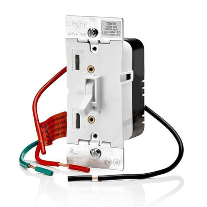 Leviton Toggle Slide Dimmer Switch for Magnetic Low Voltage, LED, Halogen and Incandescent Bulbs, TSM10-1LW, White