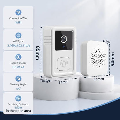Video Doorbell Camera Wireless with Chime, 2-Way Audio, Night Vision, Only 2.4GHz Wi-Fi