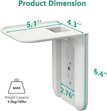 WALI Outlet Shelf Wall Holder,Bathroom Walls Shelves up to 10lbs Standard Vertical Duplex Wall Shelf Organizer for Smart Home Decor Space Saving Power Tools, Toothbrush (OLS002-W), 2 Pack, White