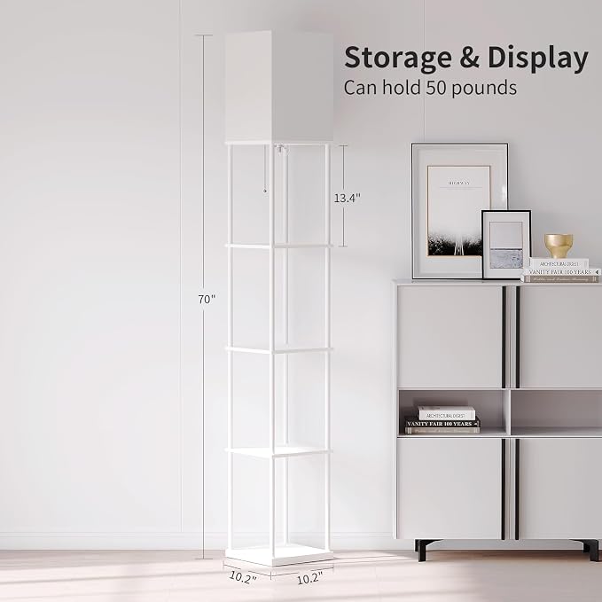 SUNMORY 5 Tier Floor Lamp with Shelves, Standing Lamps for Living Room