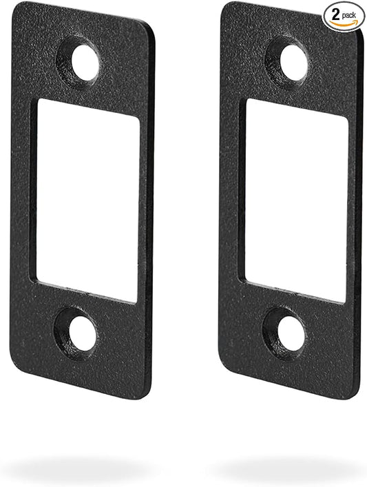 DeadBolt Strike Plates, 2 Pack, 2-1/4"H x 1"W, 1-5/8” C-C | Solution for Latch Misalignment/Jamming/Sticking, Ideal for Common/Electronic/Smart locks, Matte Black Powder Coat