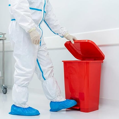 1pcs Red Step on Trash Can Hands-Free Waste Bin with Odor Control Lid Touchless Sanitary Use Garbage Can for Lab Dental Home Clinic Office (8 Gallon)