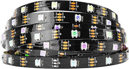 BTF-LIGHTING WS2812B IC RGB LED Strip,UL Listed,Pure Gold Wires,DC5V 16.4FT 150LED 5050SMD,Individually Addressable,Flexible for DIY Chasing Full Color Project,3M Tape,IP30(No Adapter or Controller)