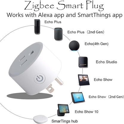 2pcs Zigbee Smart Plug Remote Control Outlet Adapter Switch Compatible with Alexa, Echo (4th gen) Echo Plus (2nd) Google Home, SmartThings Hub, eWeLink, Voice Pairing, Hub Required