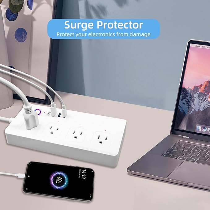 XENON Zigbee Smart Power Strip ,Surge Protector with 4 Individually Controlled AC Outlets and 4 USB Ports, Alexa and Google Home Compatible, 5ft Extension Cord, ETL Certified, 16A
