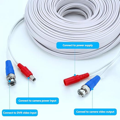 OOSSXX Video Power Cable BNC Extension All-in-One Cables for CCTV Security Cameras, Outdoor Wired Surveillance Camera DVR System