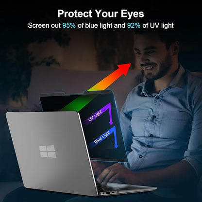 360°Privacy Screen for Microsoft Surface Laptop 7 15 inch (Model:2037 2108), Surface Laptop Privacy Film Filter All Round Anti Peeping Blue light Glare Screen Protector with Webcam Cover