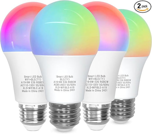 ORALUCE 丨 Bundle - Bluetooth Smart Light Bulb A19 E26 (Pack of 2) & Smart LED Bulb A19 Wi-Fi and Bluetooth (Pack of 2)