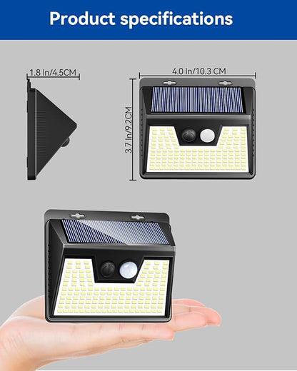 Peasur Solar Powered Lights Outdoor, 140LED 16Pack Motion Sensor Light Outside, IP65 Waterproof Fence Security Lighting with 3 Modes for Yard Wall Garden Cool White