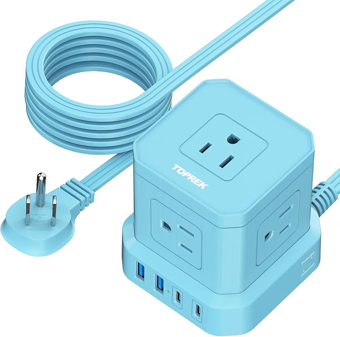 Surge Protector Power Strip, 10 FT Flat Extension Cord with 5 Outlets, 2 USB-C & 2 USB-A, Power Strip with USB for Living Room, Nightstand, Office, Travel, Desk Charging Station, 700J