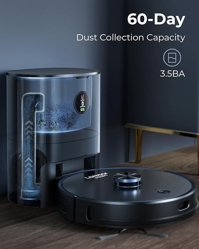 Laresar Clean Robot Vacuum and Mop Combo, 3500Pa Robotic Vacuum with 3.5L Self Emptying Station, 250 mins Runtime, LIDAR Navigation, WiFi/APP/Alexa Control, Ideal for Pet Hair, Carpet and Hard Floor