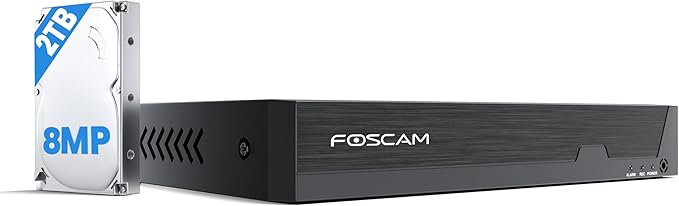FOSCAM 16 Port 4K PoE Network Video Recorder NVR, Support 4K/2K/8MP/5MP/3MP/1080P PoE Camera, 24/7 Recording, Come with 2TB Hard Disk Drive
