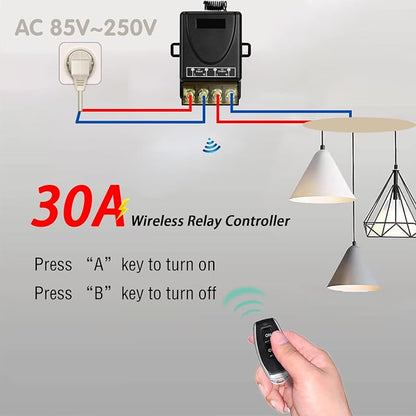 DieseRC 433Mhz Wireless Remote Control Radio Control Switch AC 110V 220V 240V 30A Relay Receiver with 3 Transmitters for Light Water Pump Household Appliances Farm Irrigation and Electrical Equipment