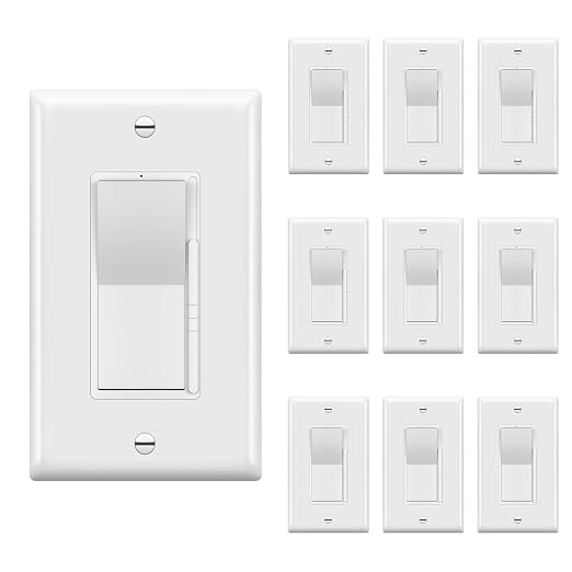 TOPGREENER 300W LED Dimmer Switch, Single Pole or 3-Way, White, 10 Pack