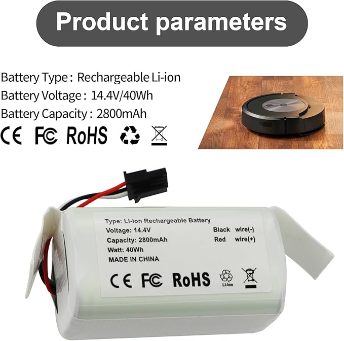 MULS ABL-G Battery for iRobot Ro omba Combo Essential, Combo&Mop Y0110 Y011020 Y0140 Y011040 Y014020 Y011240 Vac Q011 Q011020 Q0120 Q012020 RVG-Y1 RCC-Y1 Robot Vacuum Mop Combo Cleaner 14.4V 2800mAh