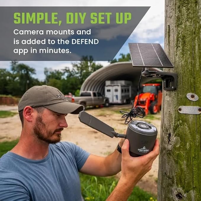 TACTACAM – Defend 360 Cellular Security Camera, 4K Photos, 1080p Video, Solar + Rechargeable Battery, 360° Pan/Tilt/Zoom, LTE Cellular, Motion Alerts, Weather Resistant Includes Mounting Post & Cloth