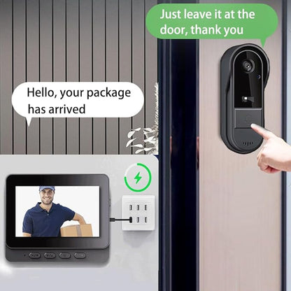 TKMARS Doorbell Camera Wireless No Subscription 1080P, Waterproof Door Bell Camera with Monitor Screen Free Storage NO WiFi and APP Needed, Video Intercom Two-Way Audio, 170° View Angle,Night Vision