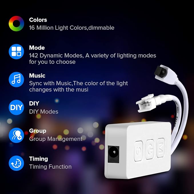 SEZO SP611E WS2812B Bluetooth Music LED Controller Output 600pixels/port