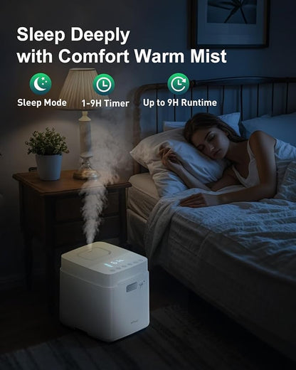 Mifasol Stainless Steel Humidifier, Warm Mist Humidifier 3.3L/0.87Gal, Steam Humidifier Large Room for Home 800 sq ft, Easy to Clean Healthy Humidifiers for Bedroom Living Room Office