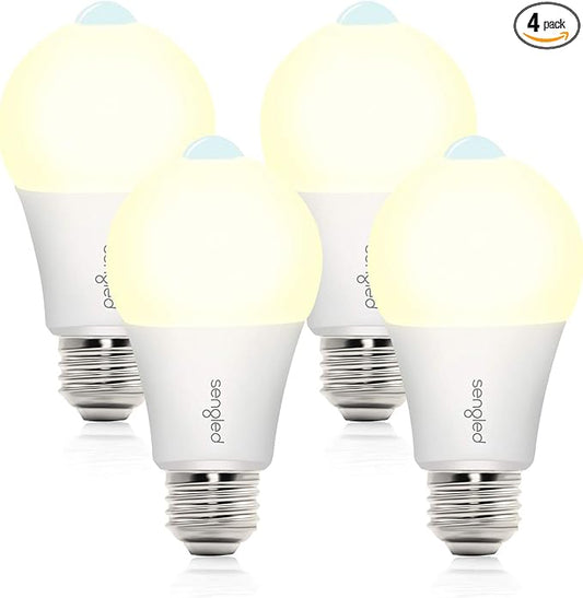 Sengled Motion Sensor Light Bulb Outdoor, Soft White Sensor LED Light Bulb, Auto on/Off Photocell Automatic for Outdoor Lighting, A19 3000K 1200LM 75W for Front Porch Garage, 4 Pack