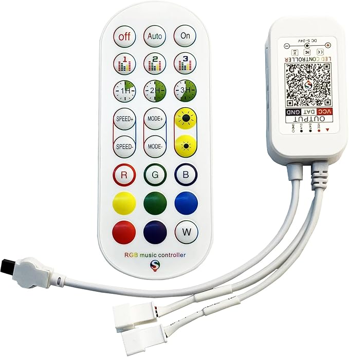 LED Strip Light Controller with APP, led Controller Witch Music Sync and IR Remote for Upgrading 3-pin Led Lights Strip to Bluetooth Connection(1Pack)