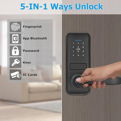 5-in-1 Smart Lock, Keyless Entry Door Lock, Keypad Door Knob, Fingerprint Door Lock, Smart Locks for Front Door Bedroom